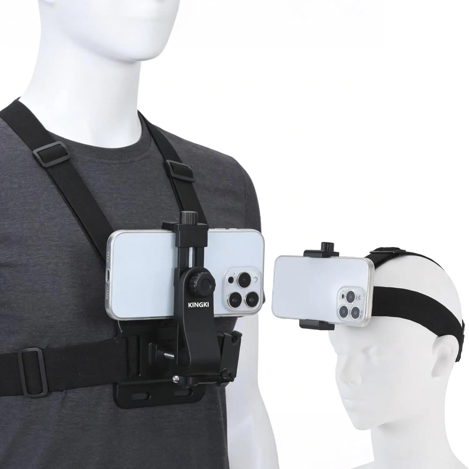 Mobile Phone Chest Strap Harness Mount Head Strap Holder Kit for POV/VLOG,Cell Phone Clip Compatible with iPhone,Samsung,GoPro Hero 12, 11,10, 9, 8, AKASO,DJI Osmo,and Action Cameras…