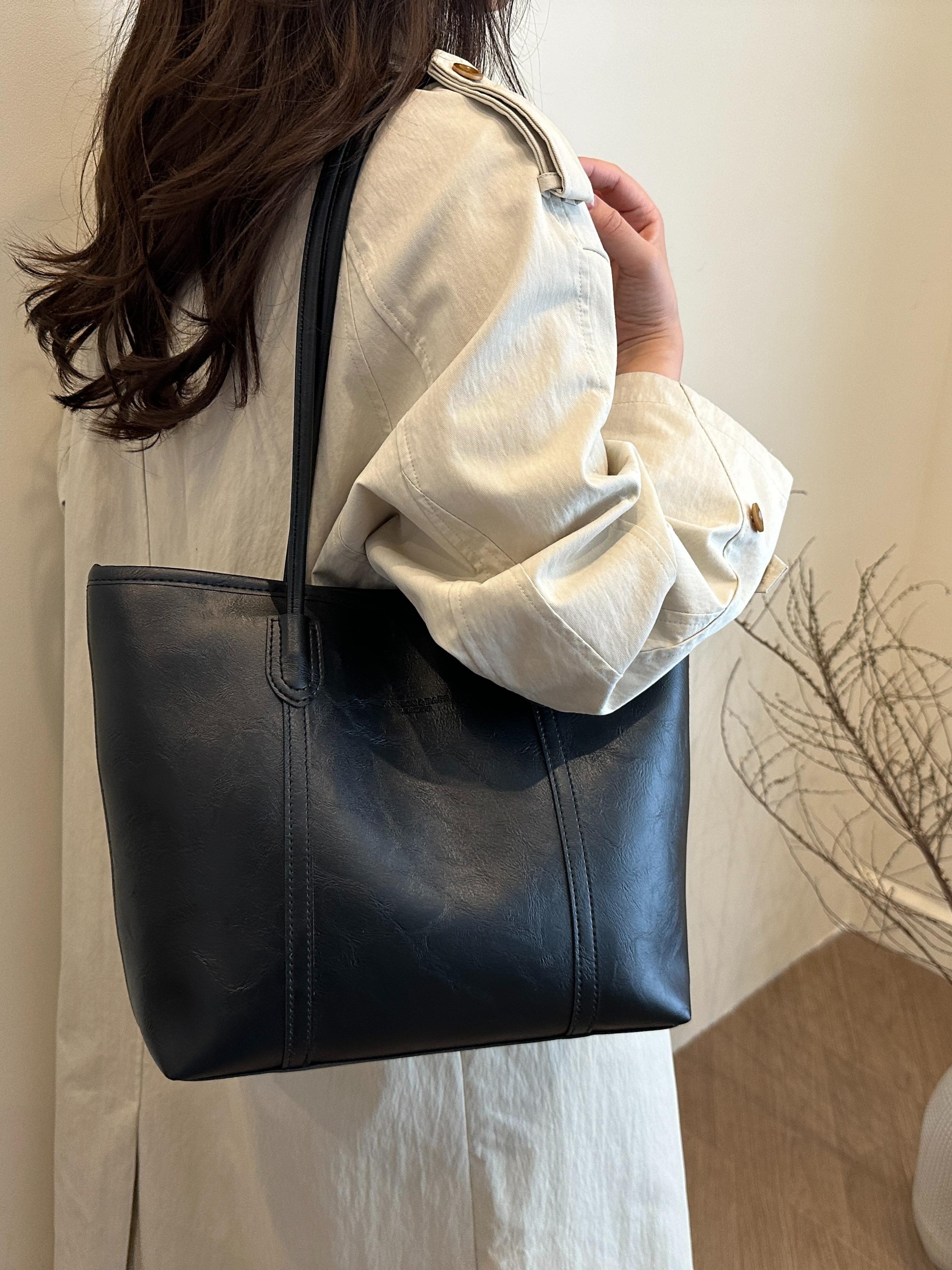 Fashionable Retro Shoulder Bag, Large Capacity Commuter Travel Tote, Pu Tote Satchel, Simple Versatile Design, High-Quality Material