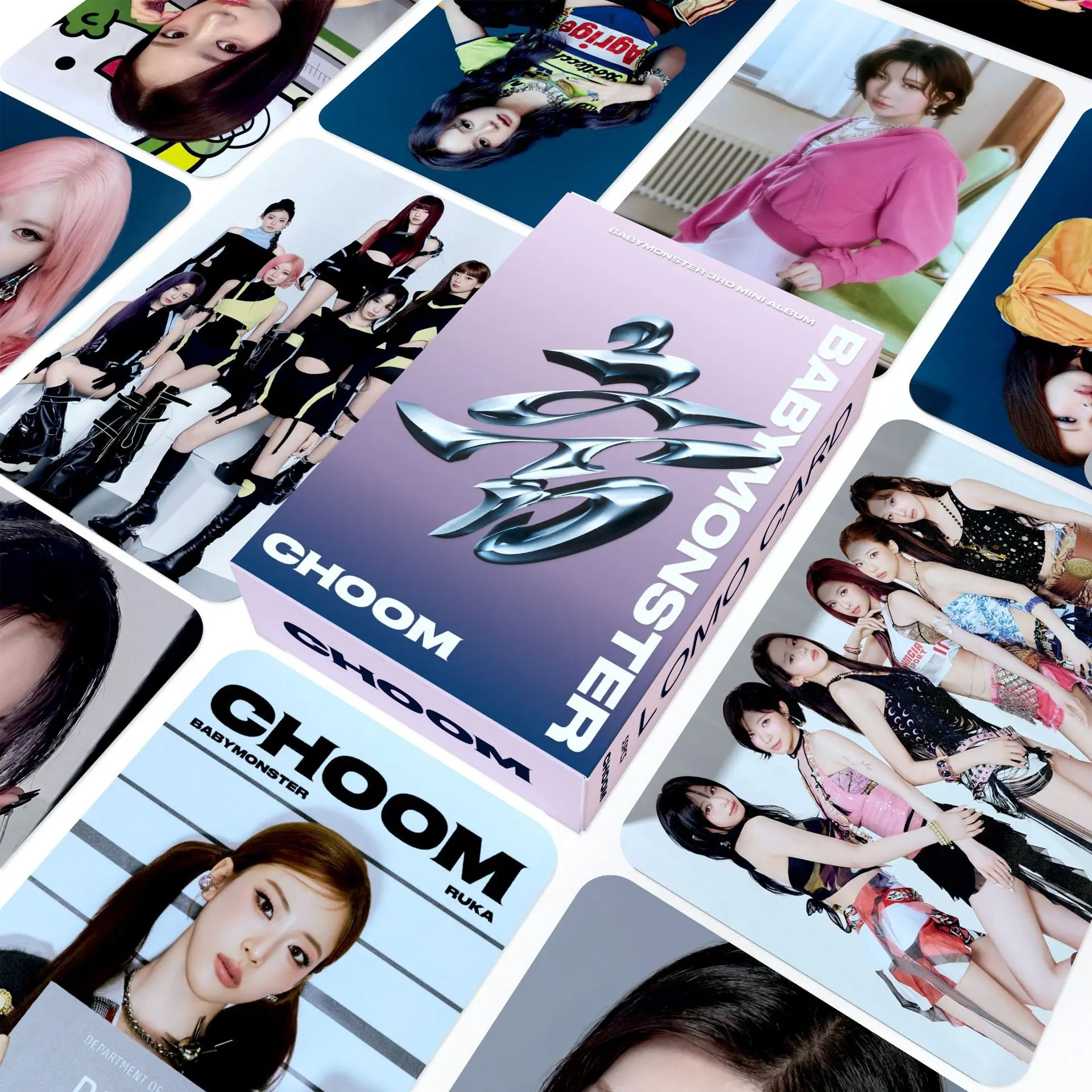 55Pcs BABYMONSTER CHOOM Series Lomo Cards Ahyeon High Definition Mini Photo Cards Kpop Fan Collectible Trading Cards Gift for Fans
