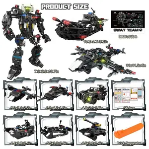 729 PCS 51-in-1 STEM Transforming Robot Building Kit, DIY Construction Set to Build Robots Tank Plane & Vehicles, Educational Engineering Toy for Kids Age 8-12