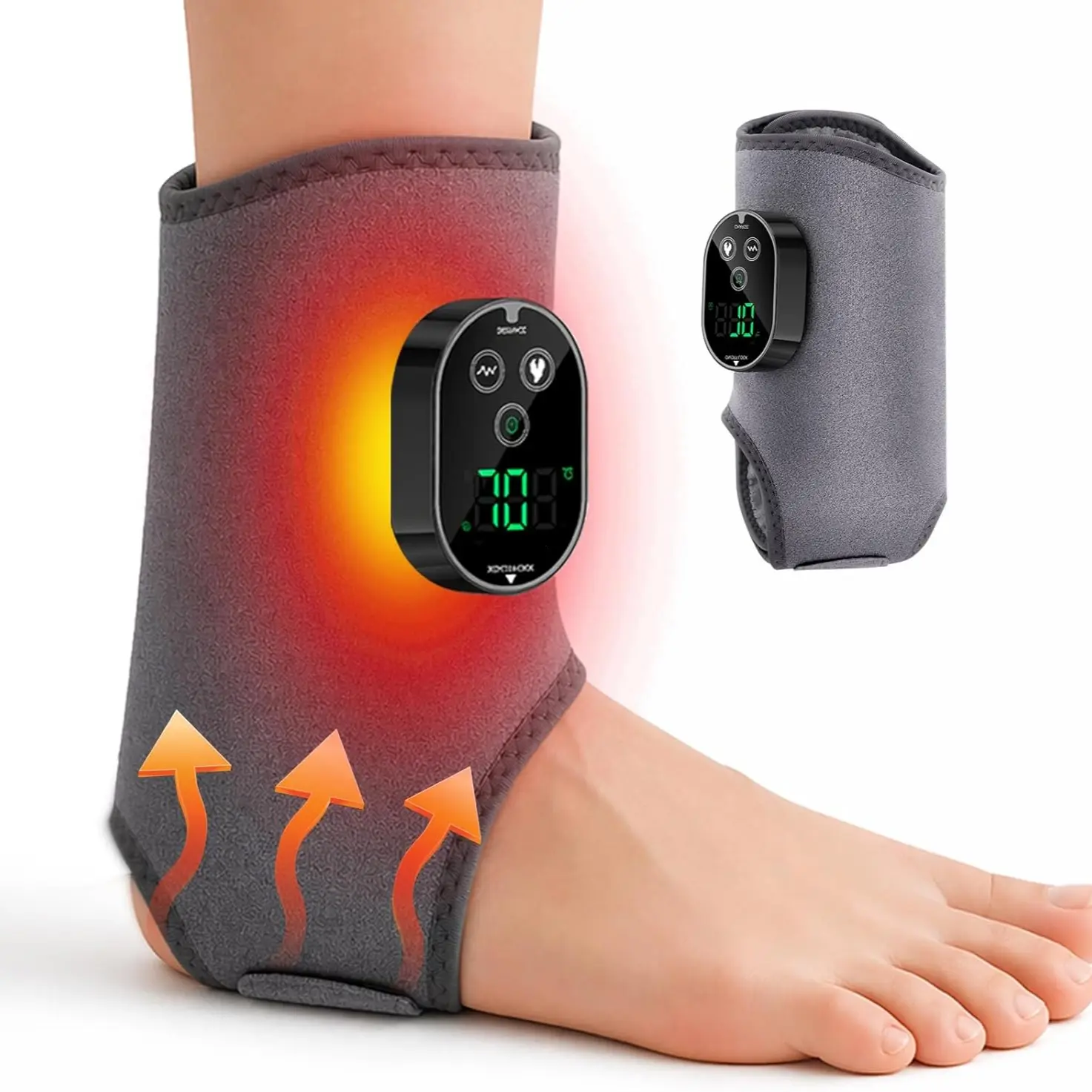 Wireless Wearable Heated Foot Massage Kit, Multi-Mode Vibration, USB Charging, Home Office Use, Relaxing Foot Care Device