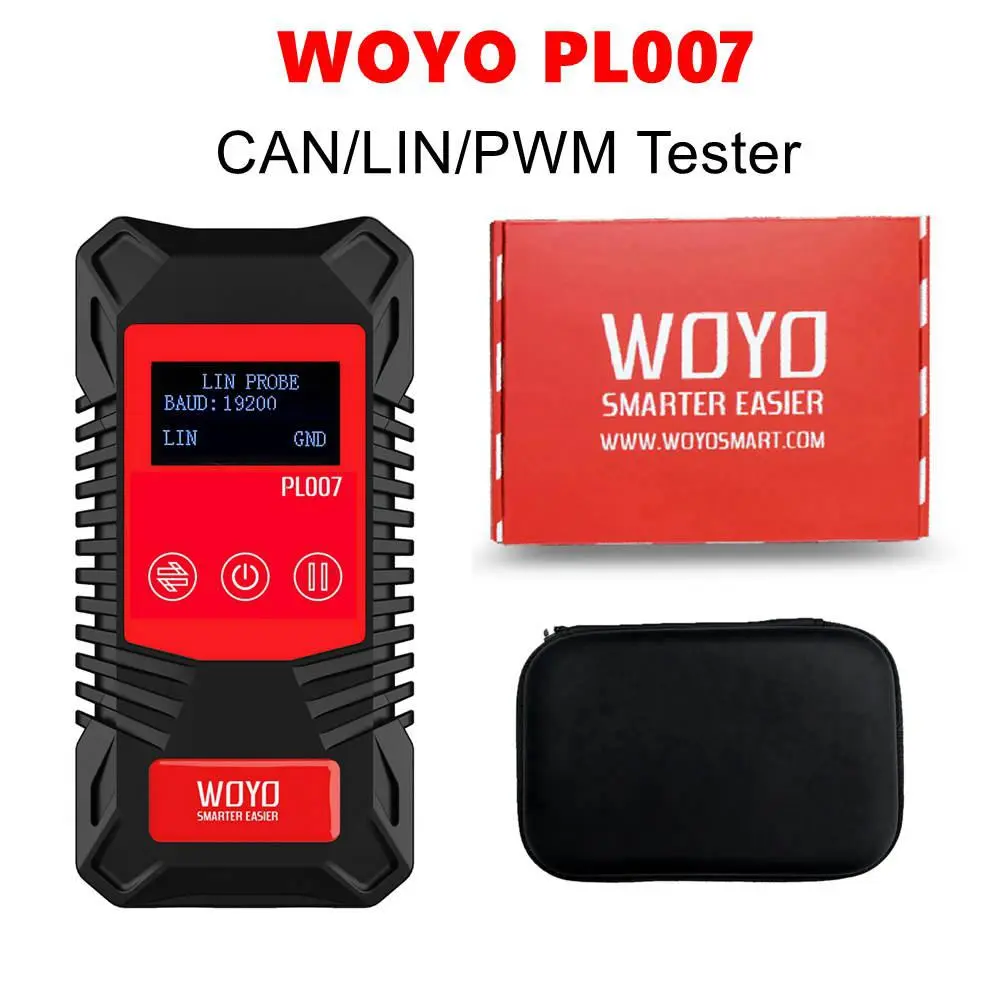 WOYO PL007 CAN BUS Tester, LIN BUS Detector, PWM Singal Inspection Tool, Automatically Recognize CAN_H or CAN_L, Digital Baud Rate and ID Data, For Professional Auto Mechanics and Technician