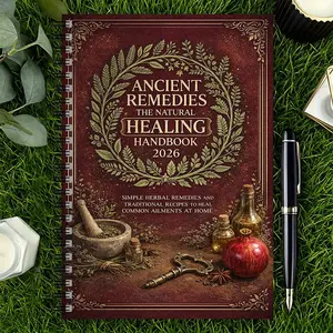 1 Pc Ancient Remedies Herbal Wellness Handbook 2026, Vintage Natural Living Book, Spiral Bound Red Botanical Cover, Apothecary Style Notes, Cozy Home Reading, Cottagecore Desk Decor, Gift For Women, Moms, Grandmas, Book Lovers, TikTok Finds