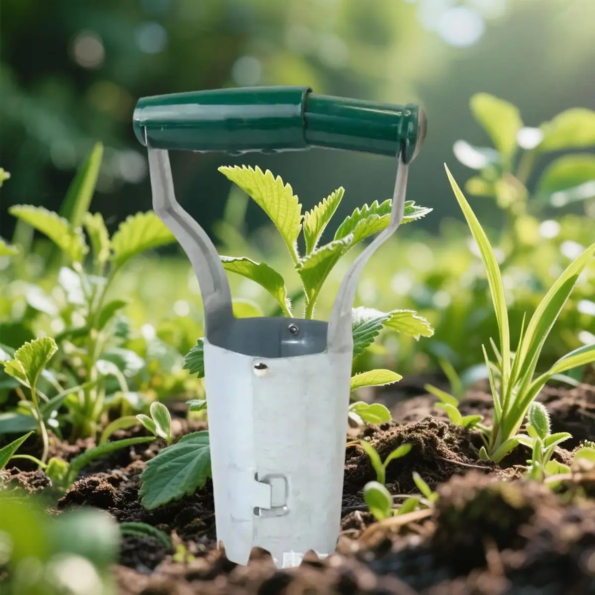 Multi-Purpose Garden Transplanting Tool, Metal Planter, Ergonomic Handle, Ideal for Vegetables, Flowers, Outdoor Gardening