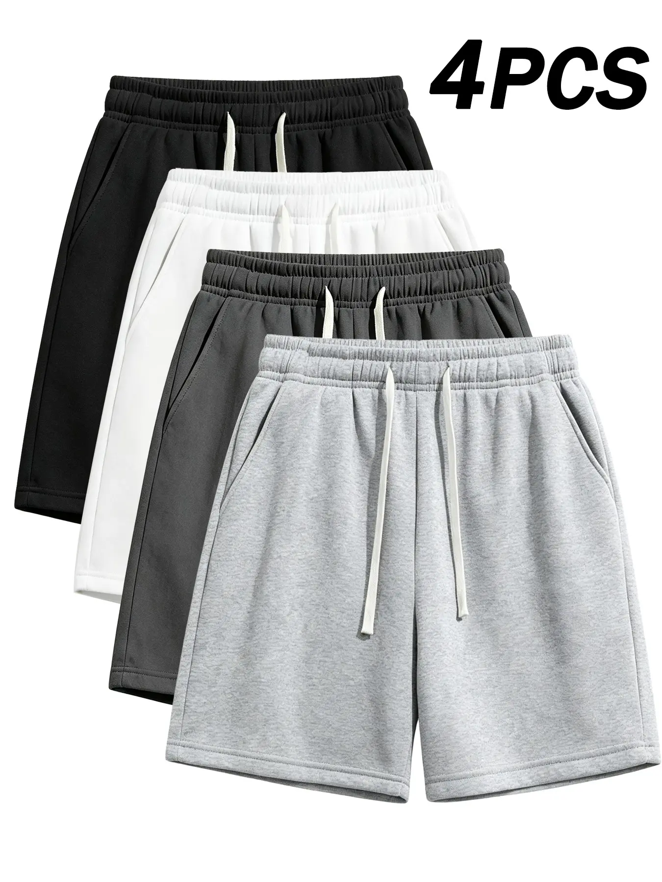 Men's Plain Drawstring Waist Shorts, Sporty Fitted Jogging Pants, Soft Lining, Ideal for Daily Wear & Home Relaxation, Exercise