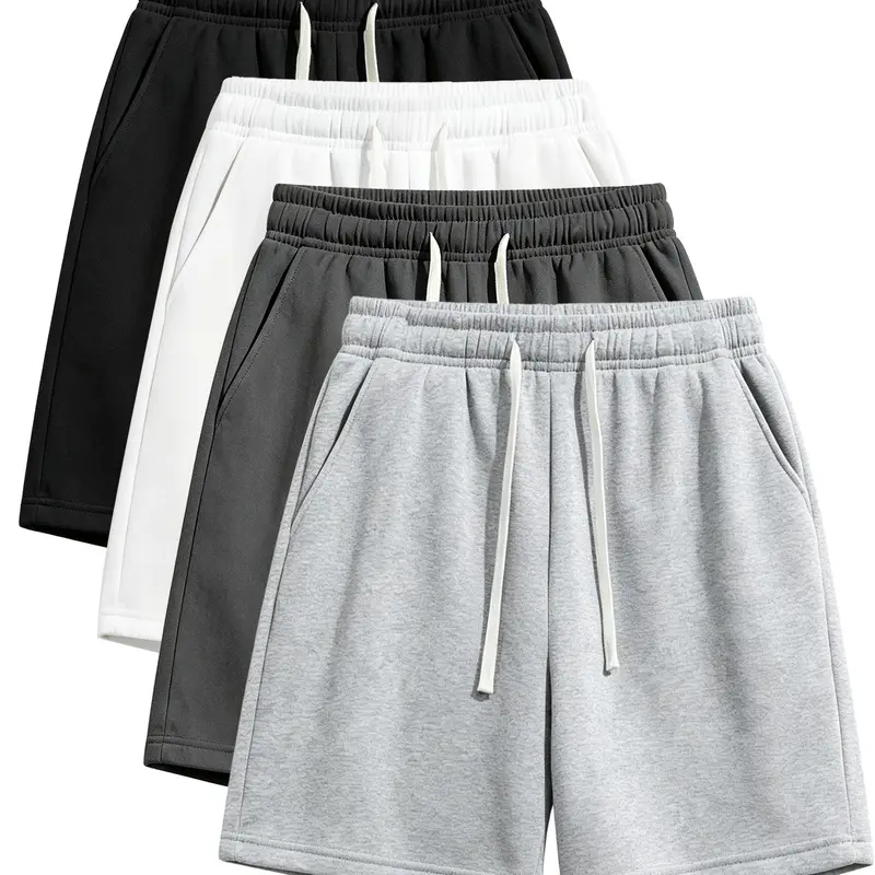 Men's Plain Drawstring Waist Casual Shorts, Summer Sport Shorts, Soft Knit Fabric, Loose Fit, for Daily Wear, Home Relaxation & Exercise