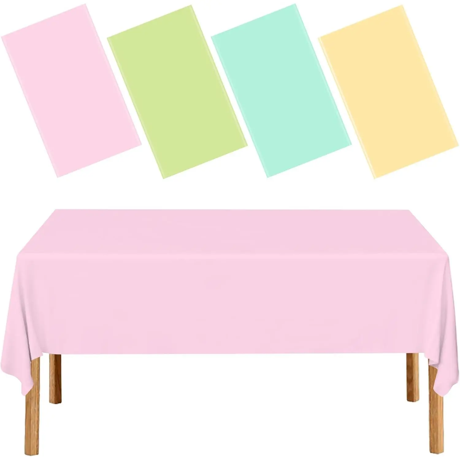 4 Pack Pastel Plastic Table Cloths, 54x108 Inch Disposable Rainbow Rectangle Table Cover for Birthday Wedding Baby Shower Party Decoration