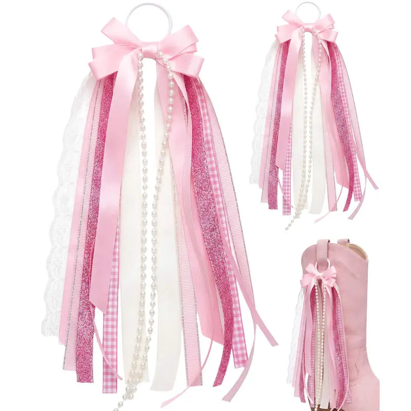 *Boot Bows* - Cutest Western-Chic Accessory for Cowgirl Boots, Secure Attachment, Multiple Colors, Lightweight & Comfy, Perfect for Concerts & Rodeos,Patriotic Star Tassel Ribbon Ornaments for Cowboy Boots funky decor