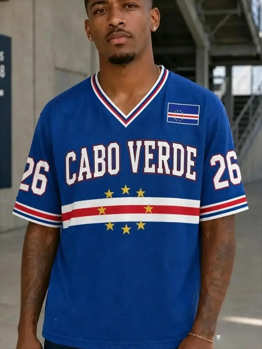 2026 Summer Unisex Cape Verde Flag 3D Print Short Sleeve Round Neck T-Shirt, Breathable Football Tee for Family Gatherings