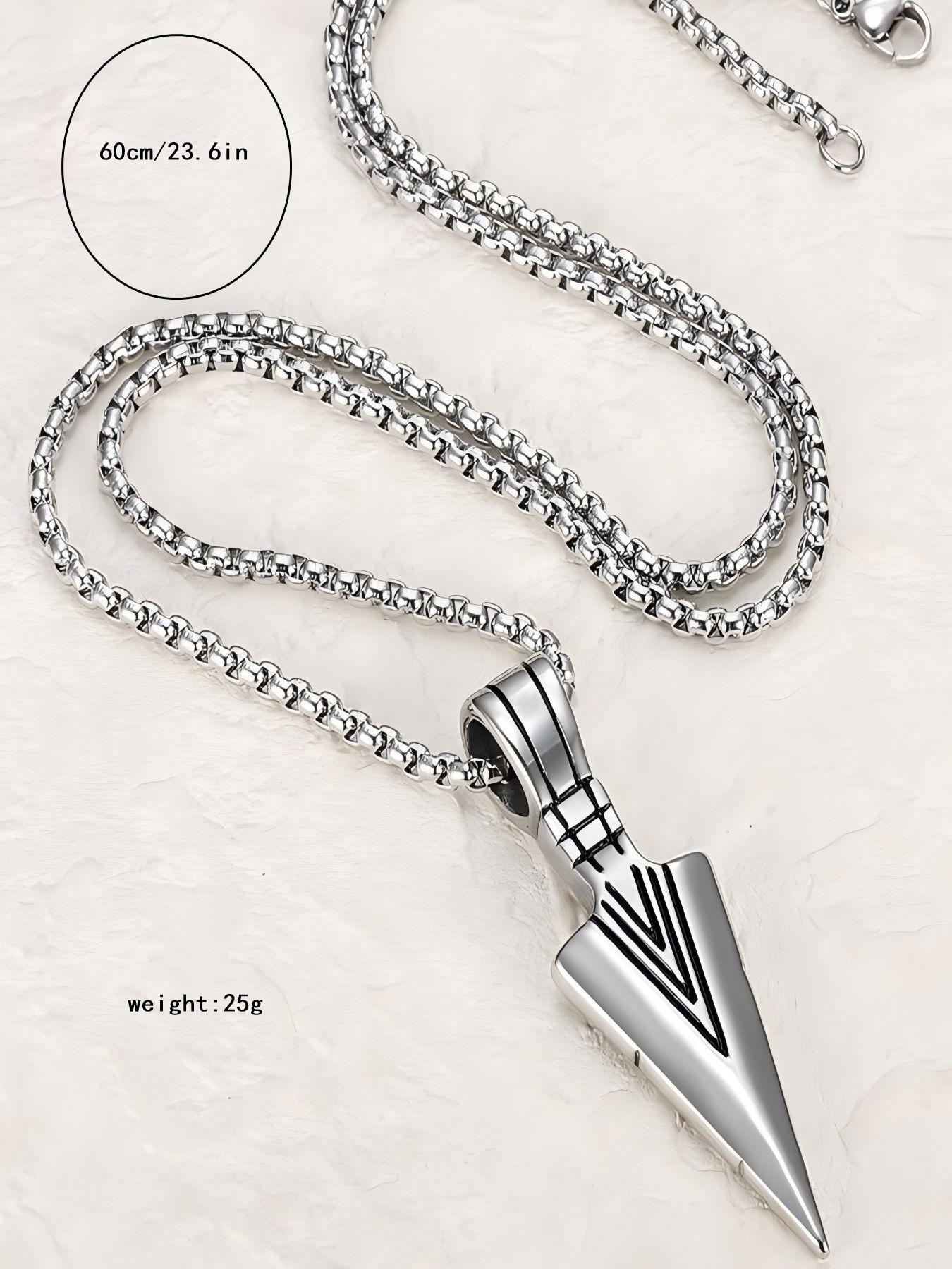 Punk Style Arrow Design Engraved Detail Pendant Necklace, Stainless Steel Jewelry for Party, Daily Clothing Decor, Trendy All-match & Exquisite Chain Jewelry for Birthday Gift