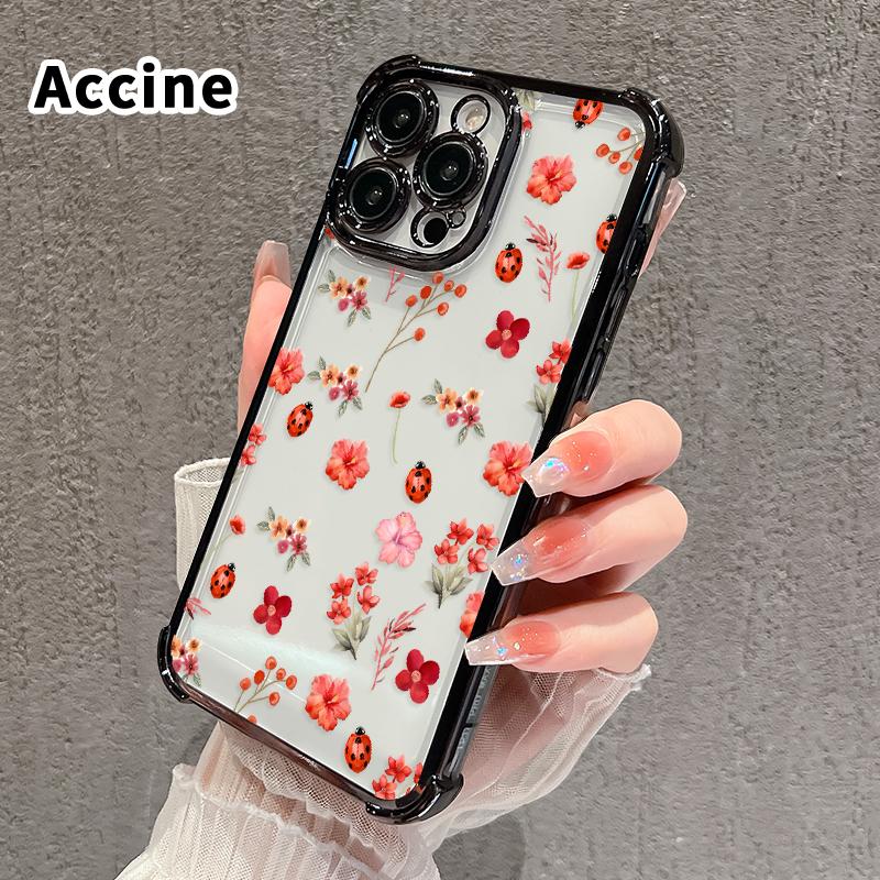 Floral Ladybug Symphony Pattern Four Corner Anti-Fall Phone Case Transparent Electroplated Protective Cover for iPhone 16 Pro Max 15 Plus 14 13 12 11 E Floral Ladybug Symphony Pattern Four Corner Anti-Fall Phone Case Transparent Electroplated Protective Cover for iPhone 16 Pro Max 15 Plus 14 13 12 11 E