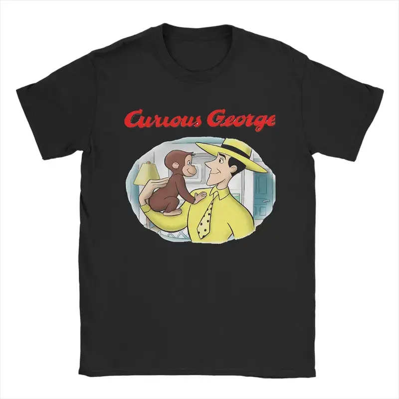 Vintage T Shirt Summer Curious George Novelty T-Shirts  Pure Cotton Tshirt for Men Awesome Wholesale Short Sleeve Tees Cartoon Tshirt, Gifts Shirt, Unisex Vintage Graphic Tees Gothic Grunge Y2k Emo Scene Amity Affliction Style Clothes Men Women Streetwear