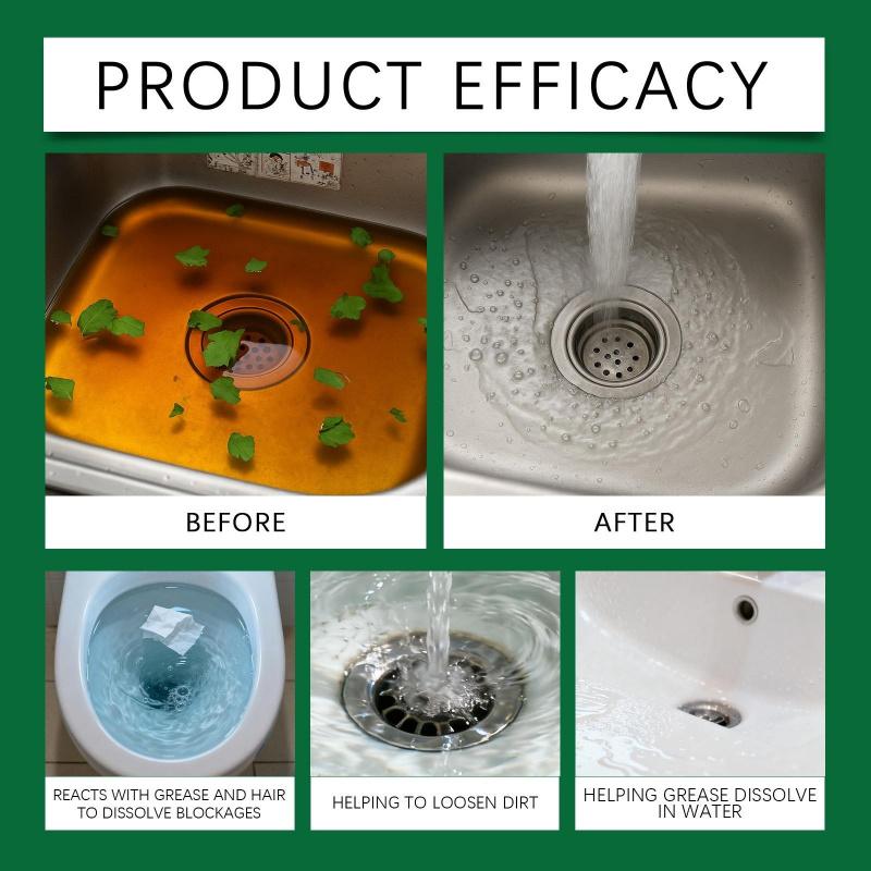 Powerful Drain Cleaner & Plunger Kit for Kitchen Sink & Shower, Hair & Grease Clog Remover, Effective & Safe Drain Unclogger for Home Use