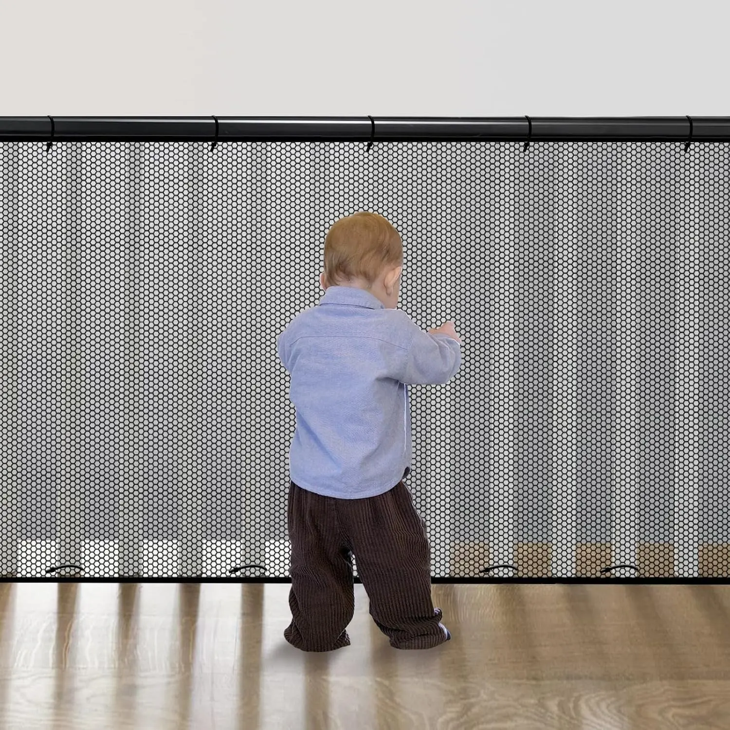 10ft x 3.3ft Black Safety Mesh Banister Guard for Baby, Pets & Kids - Stair Railing Cover for Home(Gift)