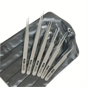 Stainless Steel 6-Piece Tweezers Set, Ts-15 Succulent Plant DIY Elbow Tweezers, Goji Tweezers for Gardening and Crafting