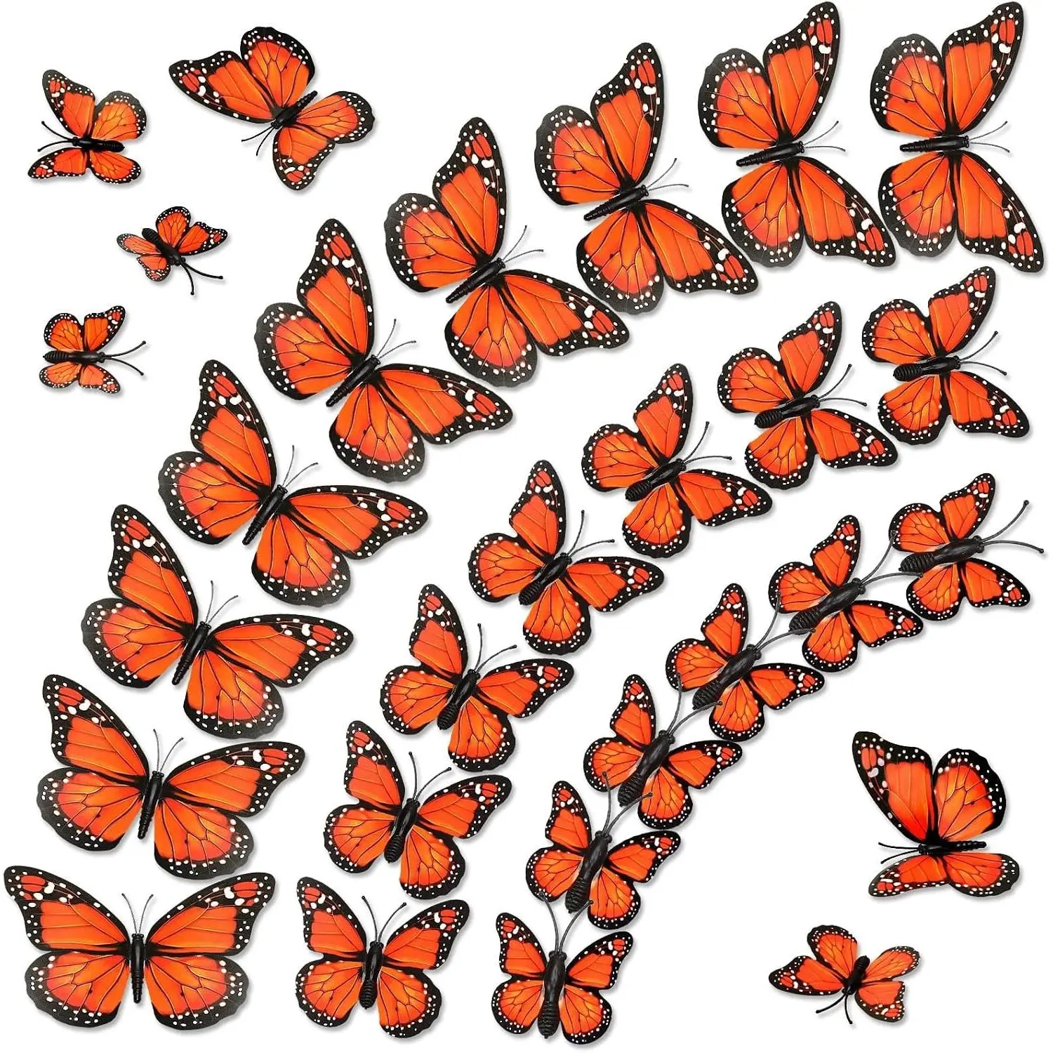 60 count  Artificial Monarch Butterfly Decorations | 3 Size, Orange  Butterflies, Mariposas Monarcas para, Day of The  Halloween Fall Wedding  Party Decor Craft