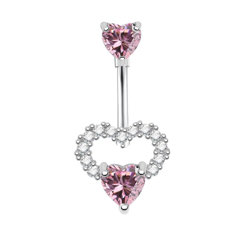 Surgical Steel Heart Navel Ring, Female Fashion Navel Ring, Hanging Straight Pull Butterfly Navel Piercing, Barbell Piercing Titanium Hypoallergenic Jewelry moonstone waist beads septum tongue floating belly nose bone lip screw magnetic ear clip set body