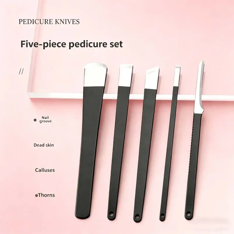 5Pcs Stainless Steel Ingrown Toenail Kit, Pedicure Foot Care Tools for Hard Skin & Callus Removal, Callus Shaver Set