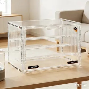 4-Tier Clear Acrylic Display Case, Ideal for Action Figures, Dolls, Toys & Collectibles - Large Capacity Stackable Display Cabinet, Magnetic Door, Dustproof Storage & Organizer Box, Tool-Free Easy Assembly