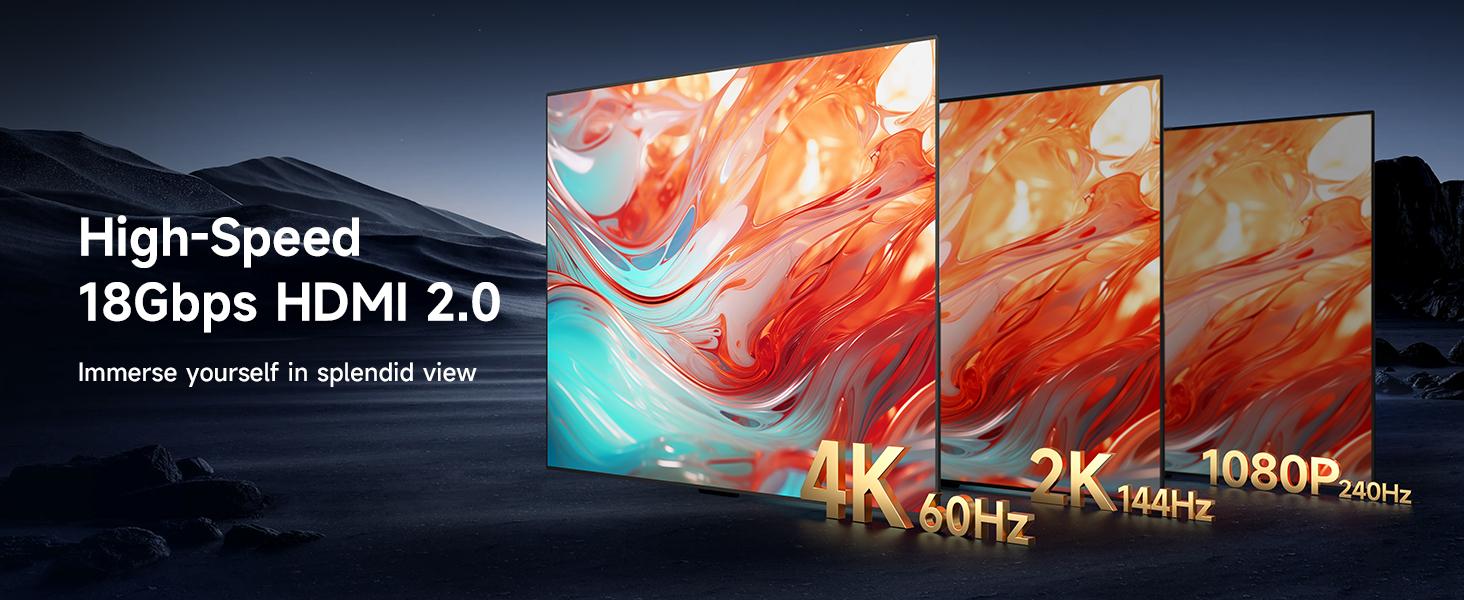 USB C to HDMI Cable 10ft| 4K@60Hz| USB 3.1 Type C to HDMI 2.0 Cord for Home Office, (Thunderbolt 3/4 Compatible) with iPhone 16 Pro Max, MacBook Pro/Air, Galaxy S8 to S24, iPad Pro, iMac-Black