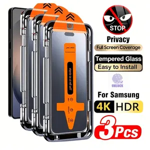 3-Pack Samsung S21-S26 Ultra Privacy Screen Protector, 4K Clear Anti-Glare Film, Dust-Free Installation, Full Coverage, Shockproof