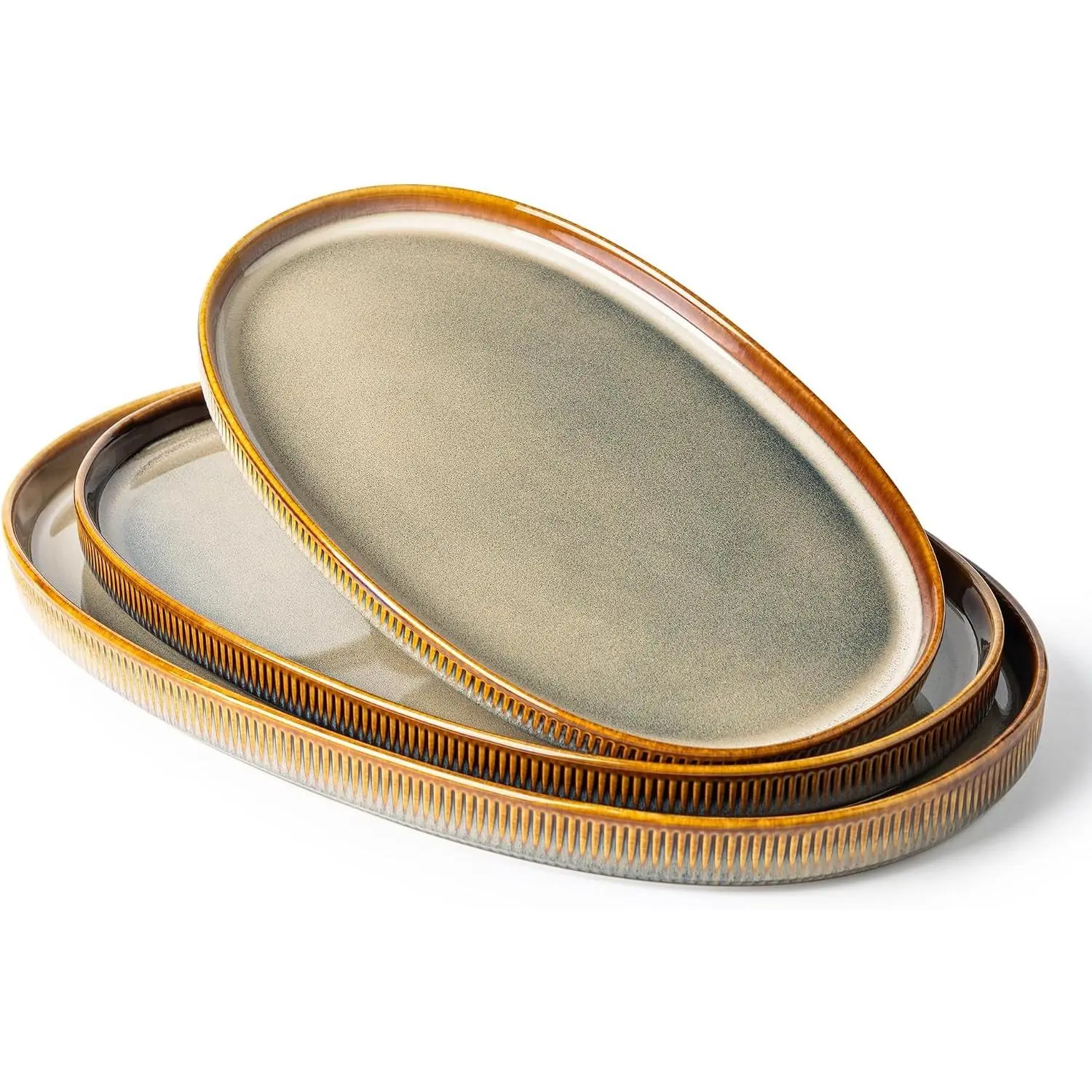 Ceramic Serving Platter Set of 3, Oval Serving Plates and Dishes