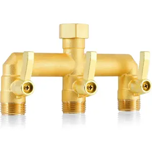 Brass Garden Hose Splitter, 3 Way High Flow Outdoor Faucet Splitter,Full Flow 3-Way Brass Heavy Duty Hose Splitter With 3 Long Metal Handle and Individual /Off Valve?