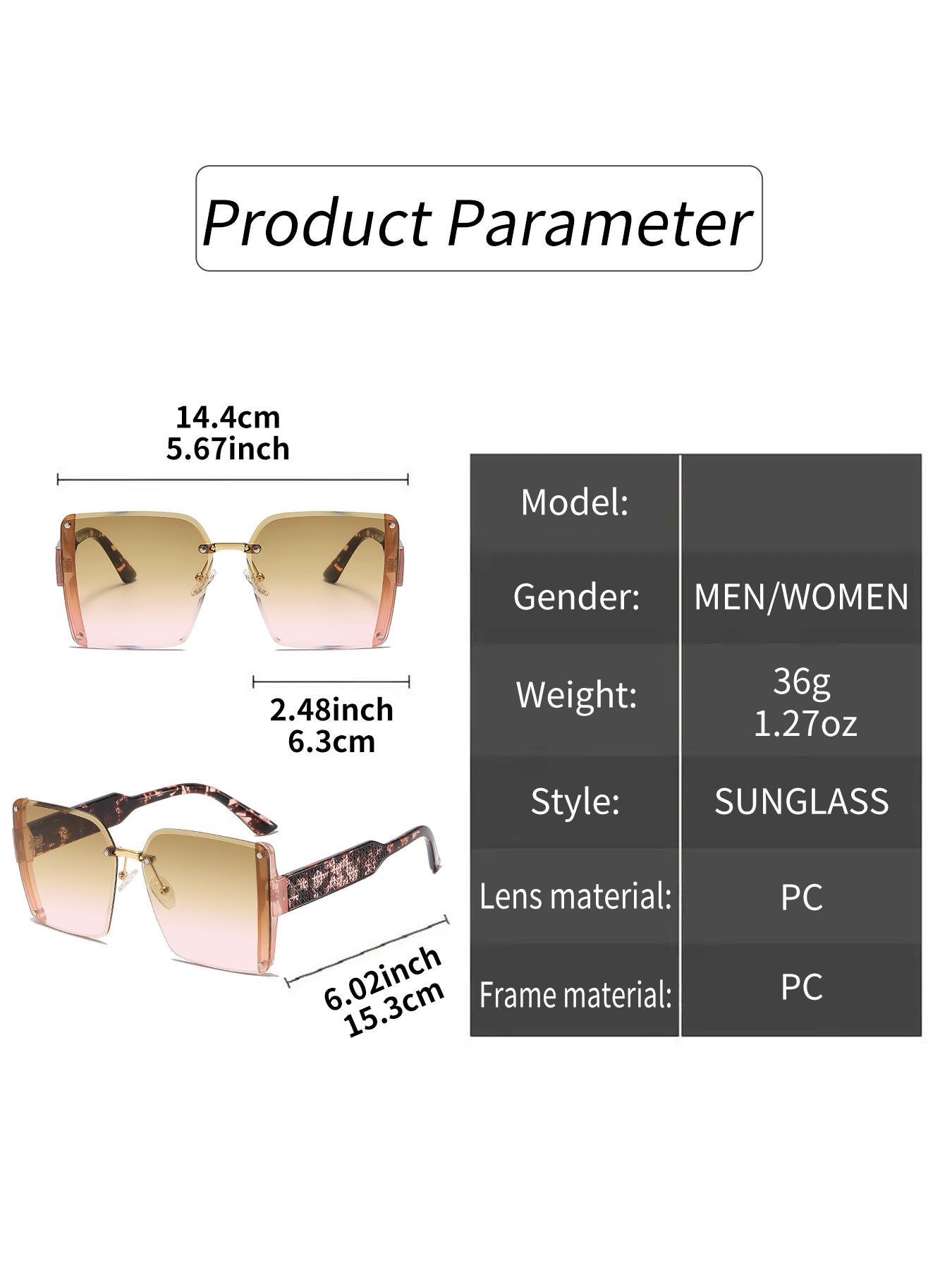 Unisex Elegant Square Frame Ombre Lens Sunglasses, Summer Casual Glasses Trends for Women, Modern Sunglass Reflection for Everyday Outdoor Back To School