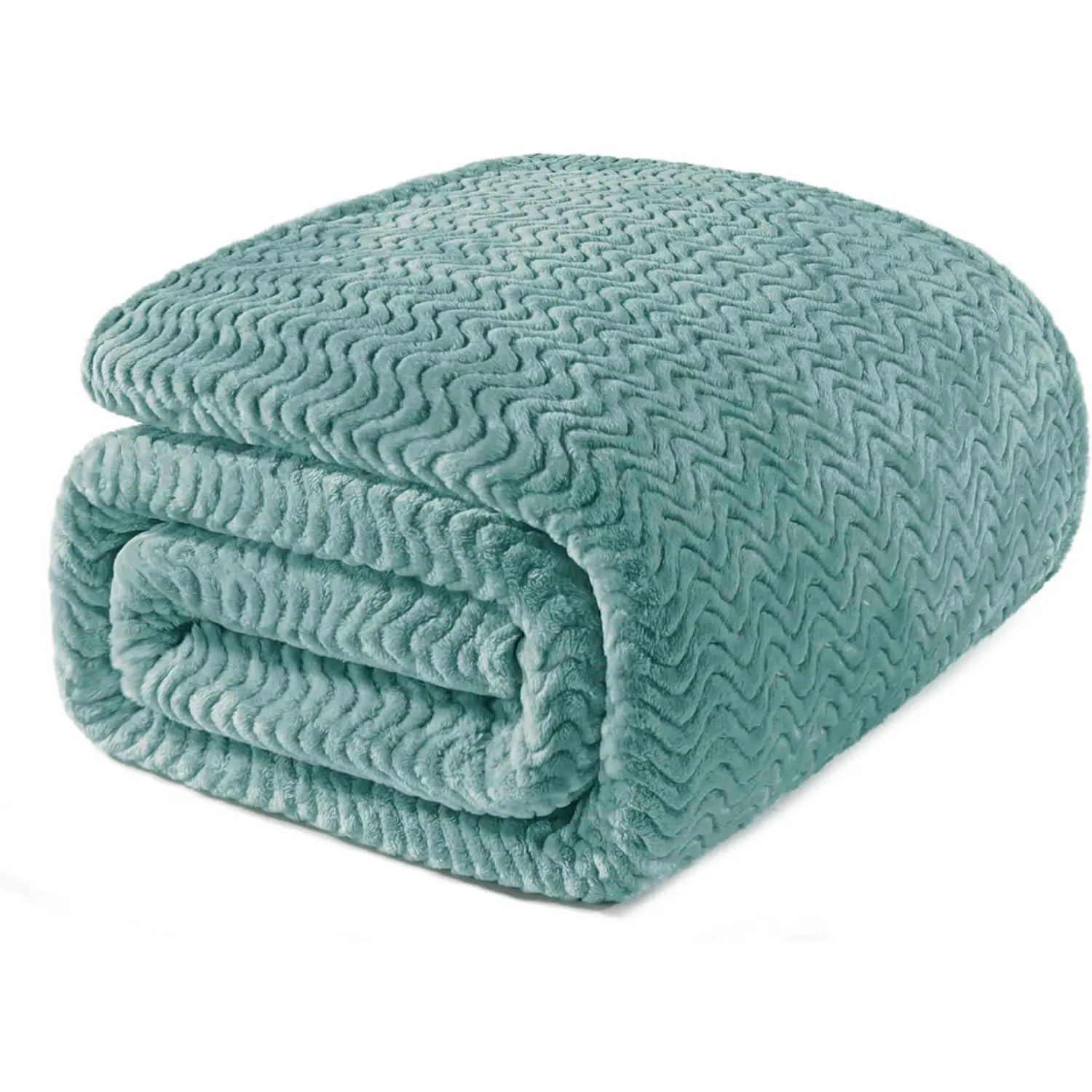 Fleece Bed Blanket Queen Size, Lightweight for Summer, Soft Cozy Breathable, Celadon, 90x90 Inches