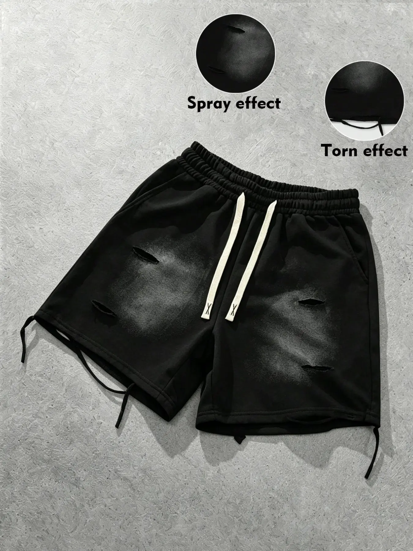 Unisex Ripped Streetwear Baggy Shorts, Hip-Hop & Sporty Style, Perfect for Music Festivals & Skateboarding, Summer Fashion