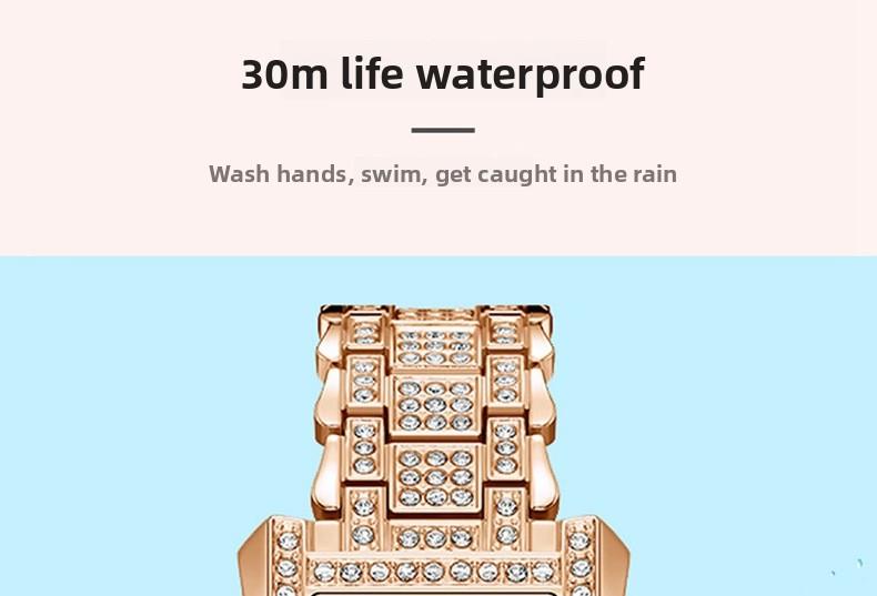 Women's Luxury Rose Gold Rectangle Quartz Watch - Fully Iced Out Diamond Encrusted Wristwatch with Roman Numerals, Stainless Steel Band, Elegant Dress Watch, Perfect Gift for Her