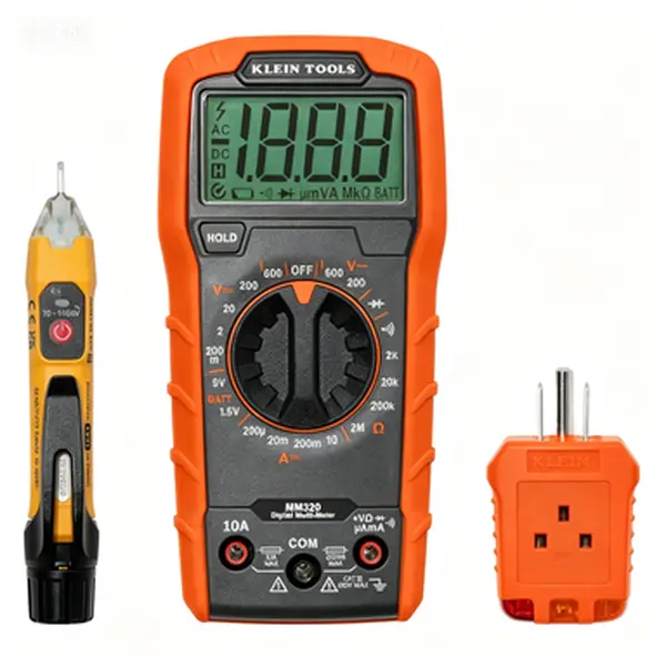 Professional Electrical Test Kit for Voltage Testing, Digital Multimeter and Non-Contact Voltage Tester, Outlet Tester with Leads and Batteries, Multifunctional Diagnostic Tool, Auto-Ranging Circuit Tester