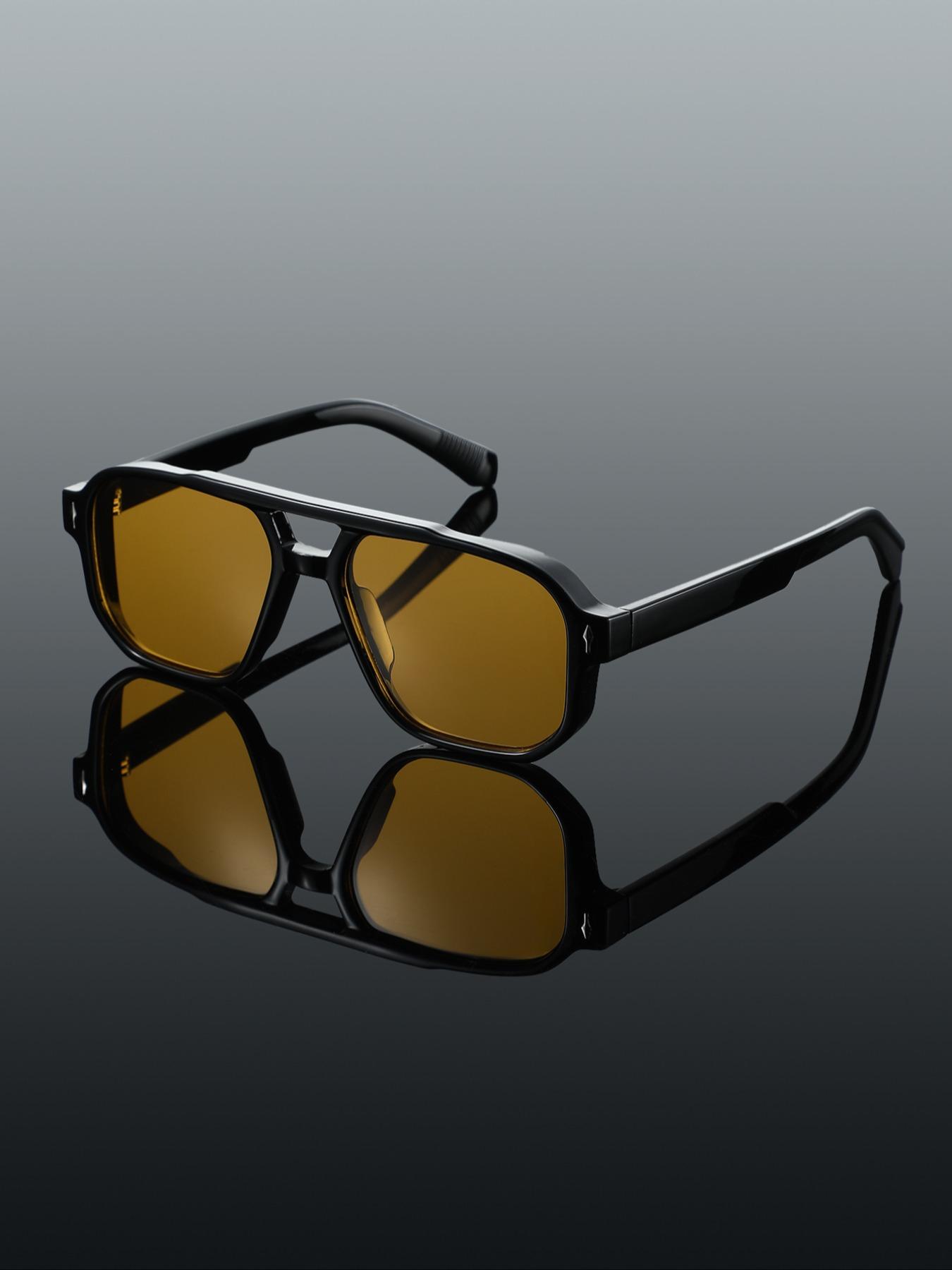 Men's Vintage Aviator Frame Sunglasses, Trendy Casual Sunglasses for Everyday Use, Fashion Accessories for Outdoor Activities, Lightweight Durable Sunglasses