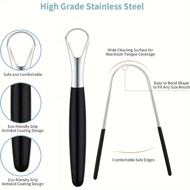 Stainless Steel Tongue Scraper Set, 4 Counts/set Portable Mixed Style Tongue Cleaner, Tongue Cleaning Tool for Travel Home Use Stainless Steel Tongue Scraper Set, 4 Counts/set Portable Mixed Style Tongue Cleaner, Tongue Cleaning Tool for Travel Home Use