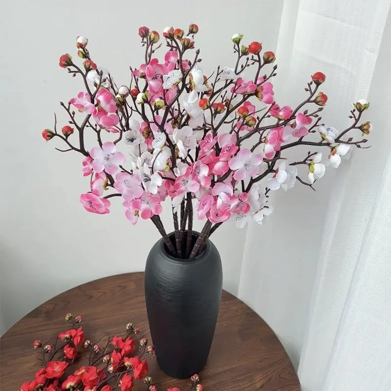 8 Pack Large Realistic Faux Plum Blossom Branches, Long Lasting Artificial Silk Flowers, Aesthetic Decorative Home Table Centerpiece Decor For Wedding, Easter, Thanksgiving, Halloween, Christmas All Holiday Party Decorations