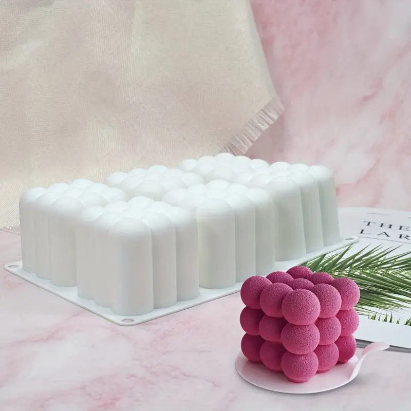 1 Pc 6-Cavity Cube Silicone Mold – 3D geometric mousse and cake baking mold. Flexible non-stick design for DIY desserts, chocolates and creative baking, perfect for home and bakery use.