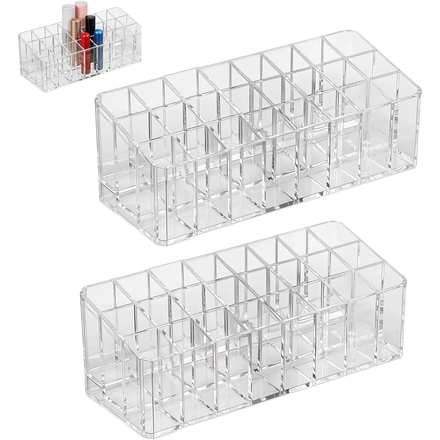 2 count Rollerball Perfume Organizer, 48 Spaces Clear  Perfume Storage Holder Beauty Scent Holder, Makeup Lipgloss Lipstick Display Case