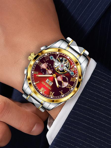 A Men's 2025 New Waterproof Luminous Hollow Advanced Multi functional Fully Automatic Mechanical Watch Stainless Steel Watches