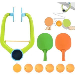 Door Ping Pong Game Over The Door, Adjustable Doorway Game Trainer, Door Jam Starter Kit, Portable Table Tennis Exerciser Set with Racket and Balls