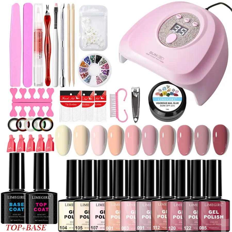 41pcs Nail Gel Set, Nails Kit Set, 8 Colors 8ML Gel Kit with UV Lamp, Top Coat, Base Coat, Beginner Friendly Nail Art Tools, Manicure Kit, Gel Nail Kit for Beginners with Everything, Perfect for Newbies