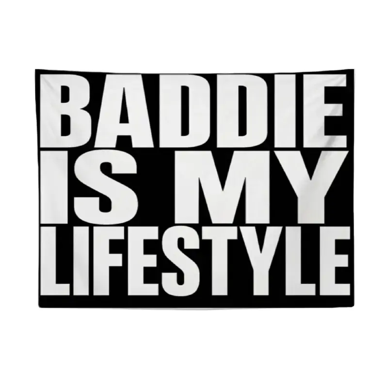 Baddie Is My Lifestyle Tapestry, Black White Bold Typography Wall Hanging Tapestry, Y2K Quote Room Decor for Bedroom Dorm Apartment Living Room, Peach Skin Fabric Aesthetic Home Decor for Teen Girls, Multiple Sizes