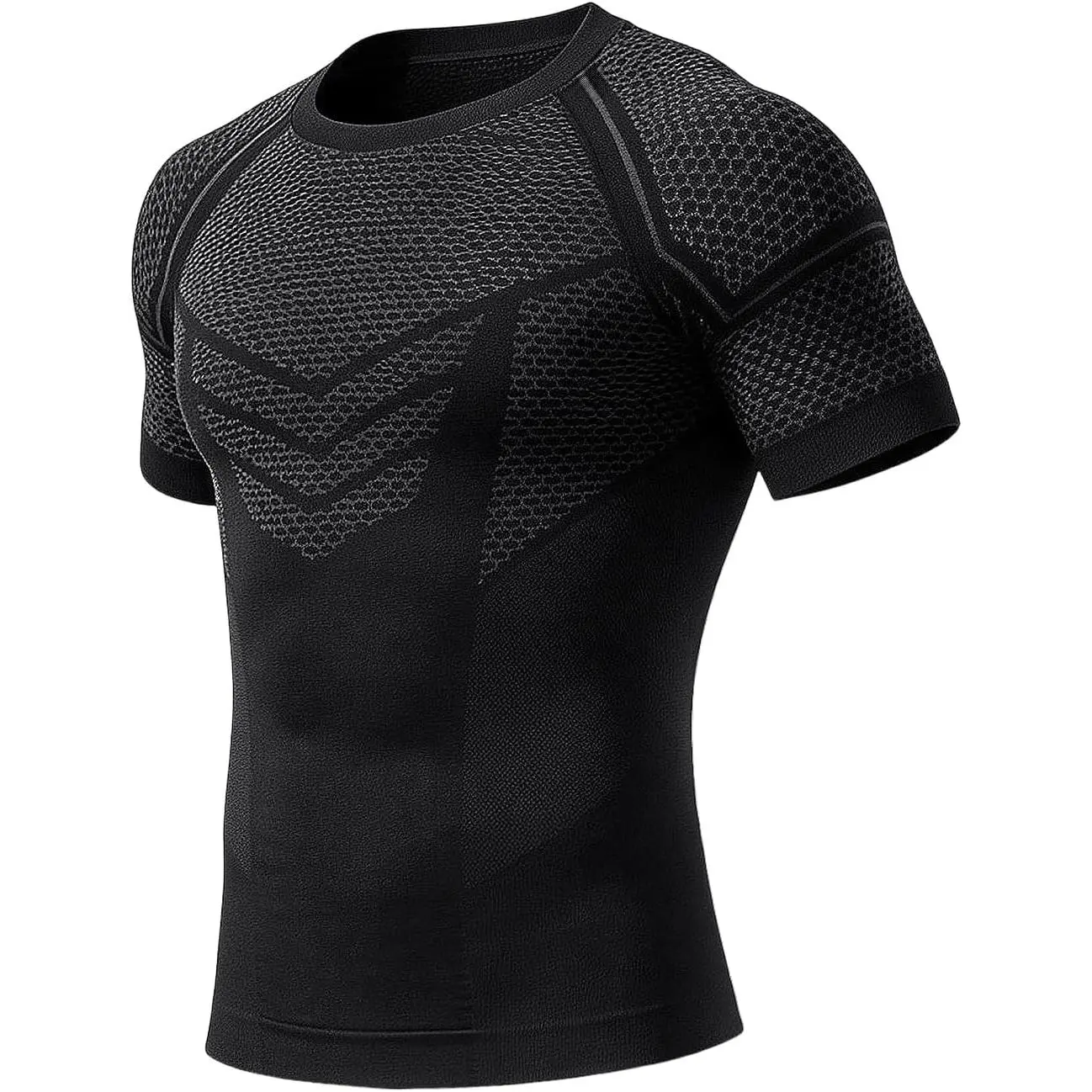 Arjen Kroos Men's Compression Shirts Short Sleeve Shapewear Baselayer Shirt| Compression Baselayer, Slimming Body Shaper, Breathable & Sweat-Wicking, for Fitness, Running, Yoga, Dating, Athletic Workout