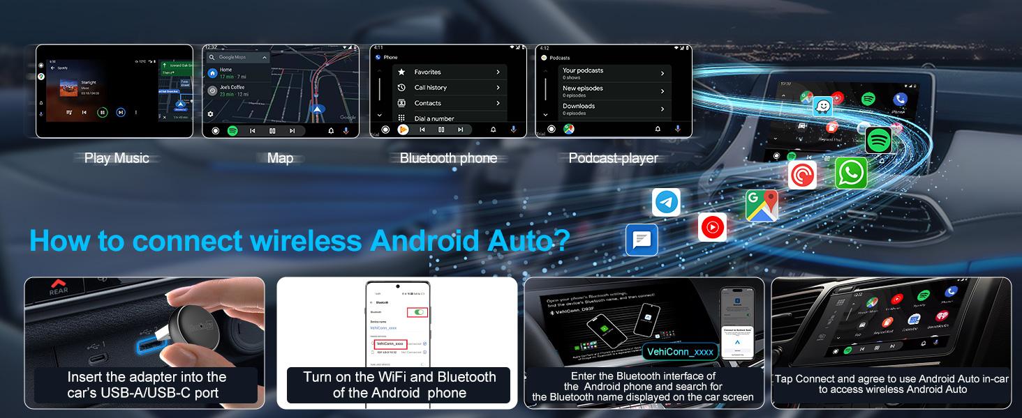 2026Wireless CarPlay & Android Auto Adapter - Mini Ultra 3 Convert OEM Wired to Wireless Dongle for iPhone & Android 11+, USB-A/Type-C Plug & Play, Fast Connection, Online Upgrade bluetooth car Channel Dash Cam with Parking Mode Dual-Lens Motorcycle