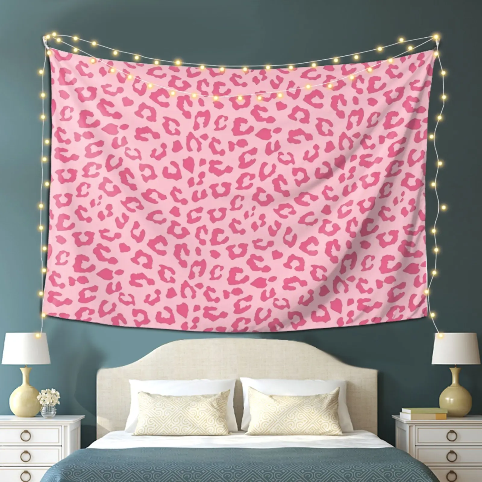 Tapestry Pink Leopard Print Tapestry, Decorates Bedroom Background Walls, Living Room Spaces, Workrooms, Or Balcony Walls, Adding a Sense of Layering to Overall Atmosphere