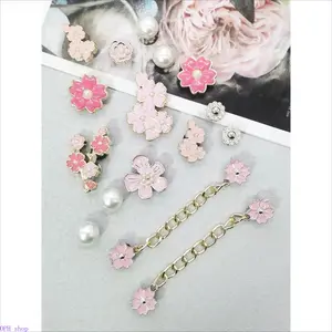 16Pcs Pink Cherry Blossom Resin Shoe Charms - Removable Flower Buckle Decorations for Clogs, Sandals, Slippers - DIY Footwear Embellishment Set, Ideal Valentine Holiday Gift