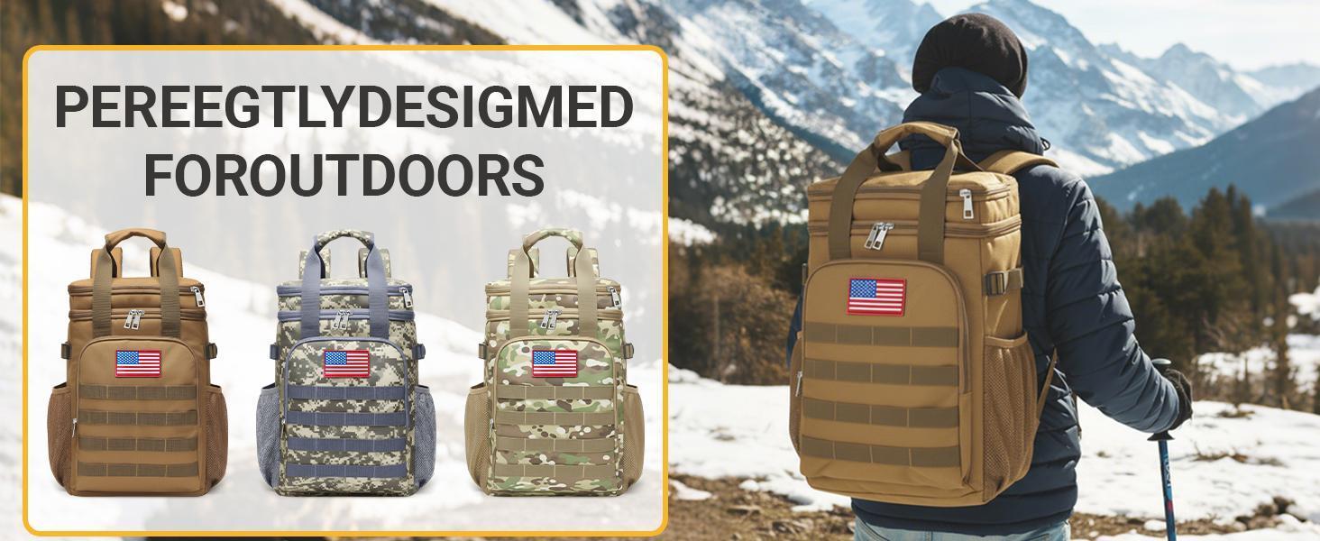 Tactical Backpack Cooler,Large Cooler Backpack Lunch Box for Men Adults Work with Handle,Insulated Soft Thermal Bag