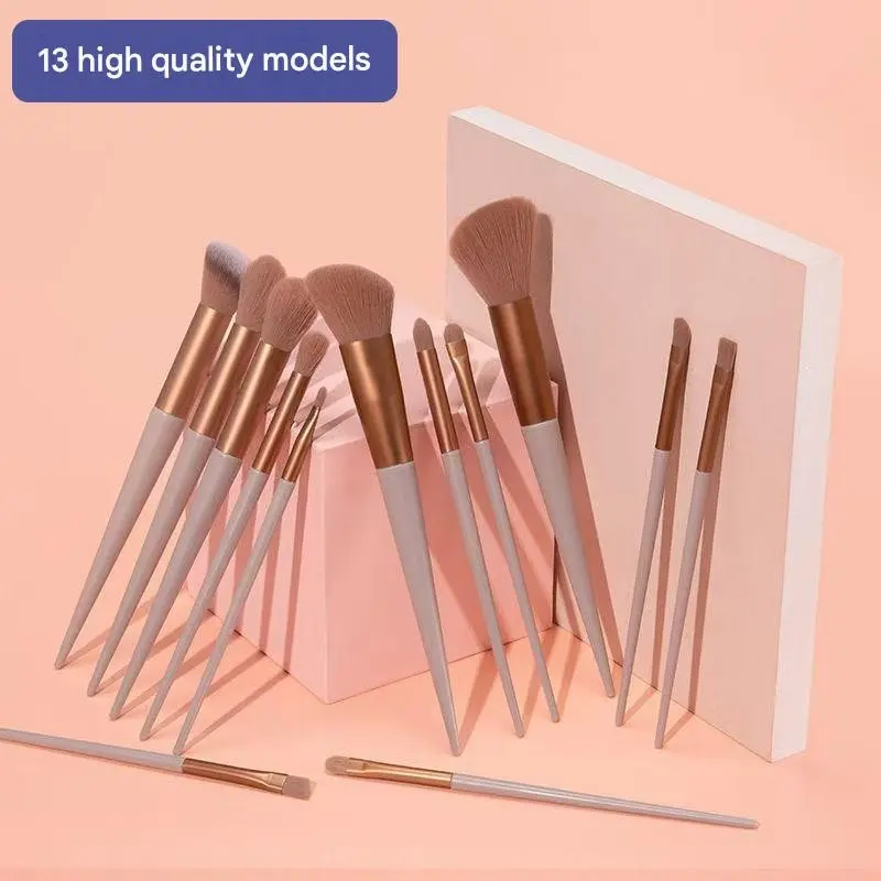 13pcs Beginner Makeup Brush Kit, Soft Bristle Full Face Beauty Set, Travel Essentials for Daily Makeup