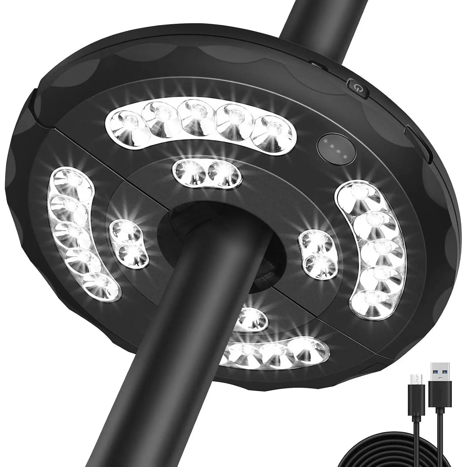 Cordless Patio Umbrella Light 3 Brightness Modes 28 LED 220LM Built-in Lithium Battery Operated for Camping Tent Outdoor Use