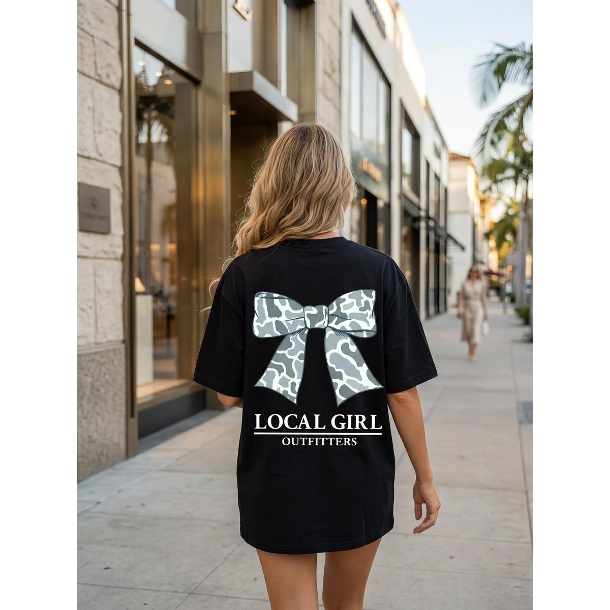 Local Girl Outfitters Women's Blue Camo Bow Crew Neck Cotton-Spandex T-Shirt - Oversized 3XL Digital Print Southern Top, Trendy Fall Rodeo Sports & Outdoor Casual Streetwear, Graphic Tees Women, Classic Fit Local Girl Outfitters Women's Blue Camo Bow Crew Neck Cotton-Spandex T-Shirt - Oversized 3XL Digital Print Southern Top, Trendy Fall Rodeo Sports & Outdoor Casual Streetwear, Graphic Tees Women, Classic Fit