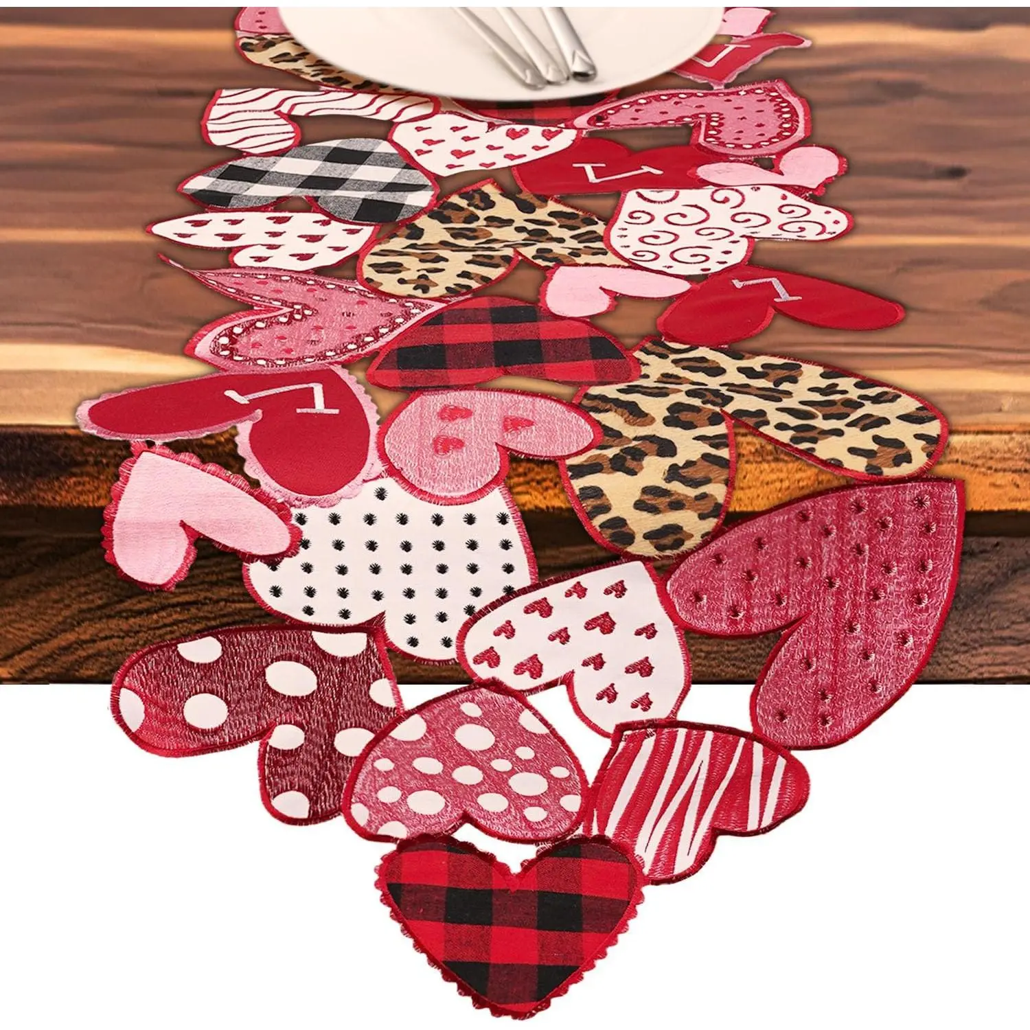 Valentines Day Table for Tables Decorations 72 inches Long ,Embroidered Heart Table Runner for Anniversaries,Engagement,Dining Runner Cover for Valentines Day Decor